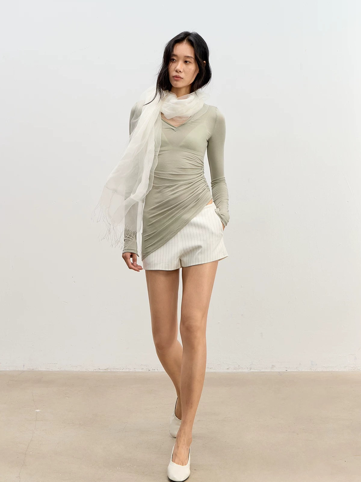 Asymmetric V-Neck Top