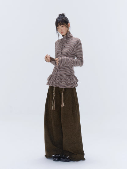 Ruffle Layered-Look Mock-Neck Top