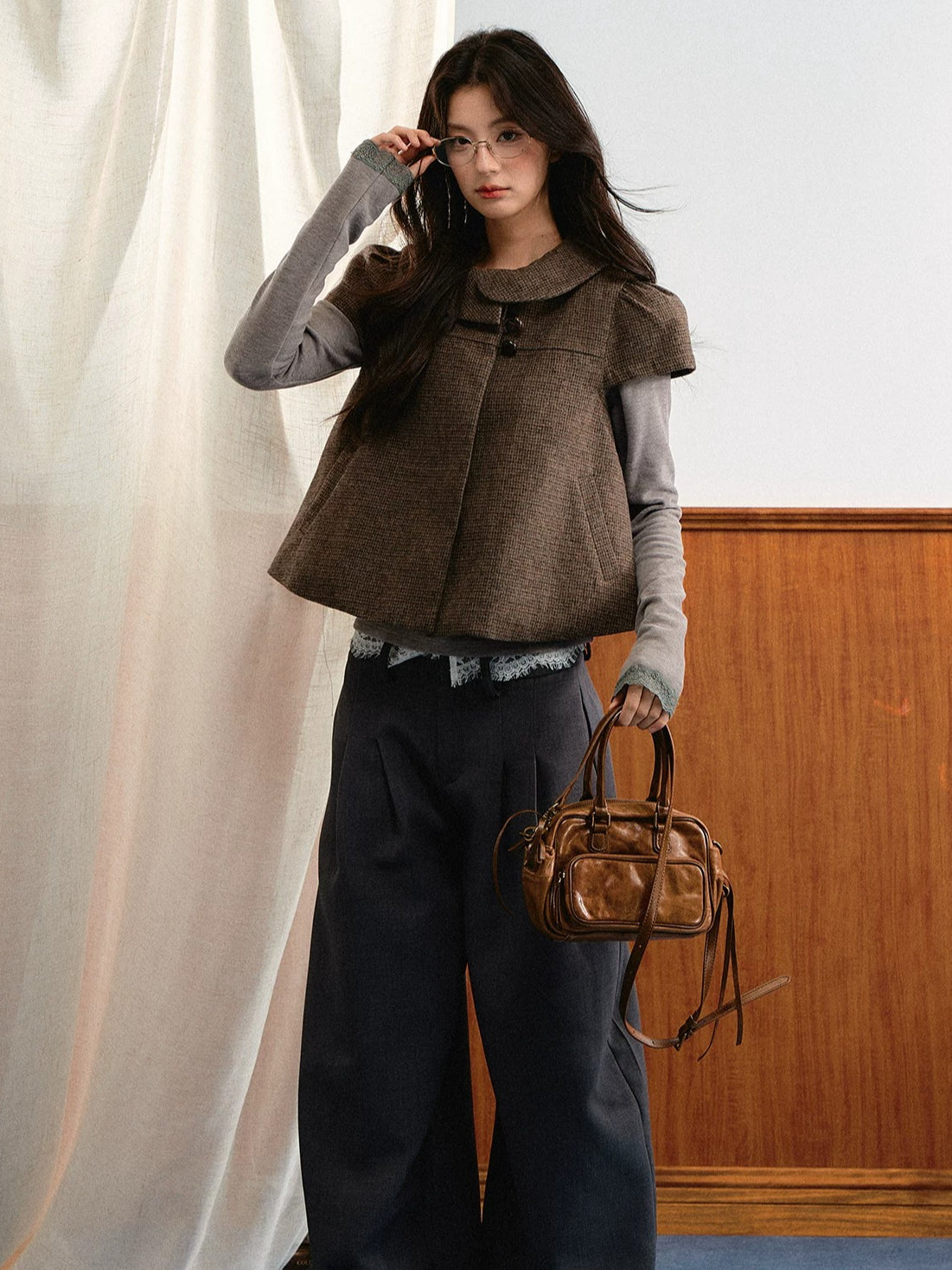 Plaid Doll Collar Jacket