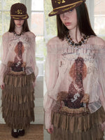 Off-Shoulder Chiffon Print Top