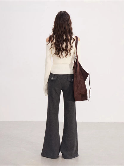 Fleece Lined Drawstring Flare Pants
