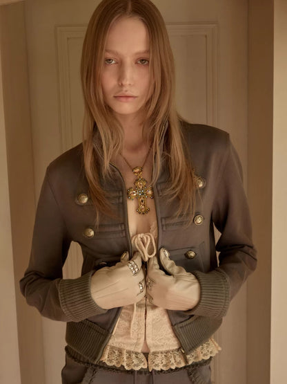 Stand Collar Button Jacket