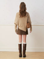 Irregular Fold High Neck Knit Sweater