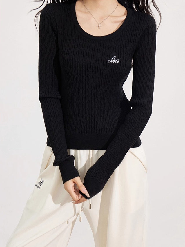Black &amp; Off-white Logo Knit Pullover