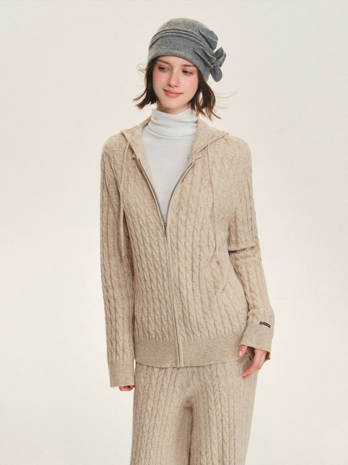 Hooded Cable Knit &amp; Pants Set