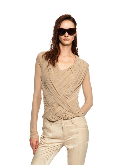 Apricot Cross Knit Top
