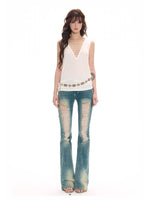 Deep V-neck Cutout Tank Top