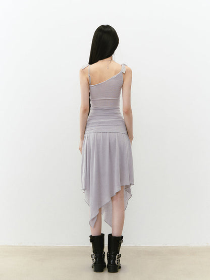 Beaded Strappy Asymmetric Dress