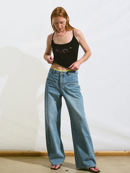 Loose Straight-Leg Denim Pants