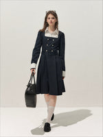 Vintage Mock-Layer Trench Dress