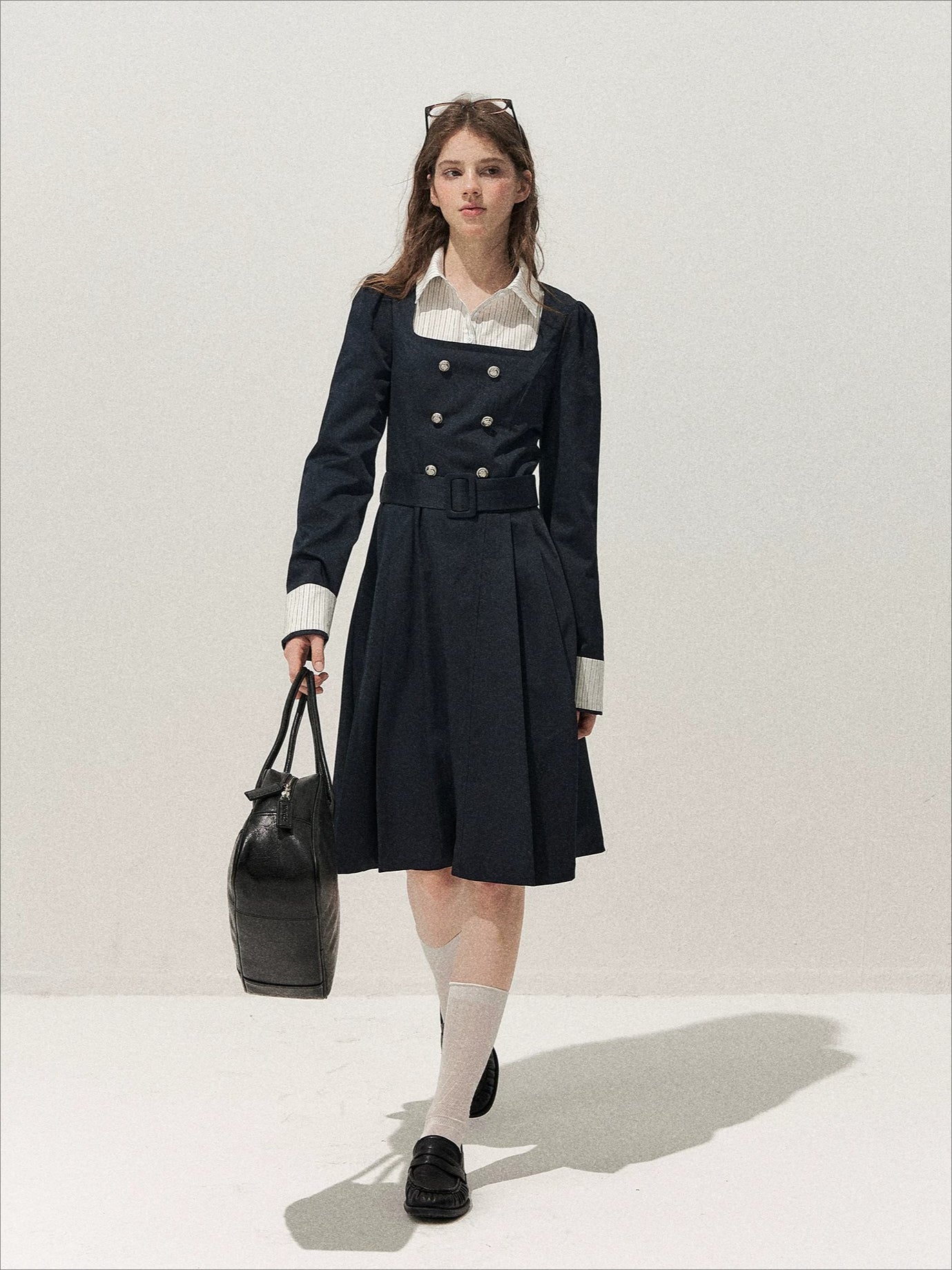 Vintage Mock-Layer Trench Dress