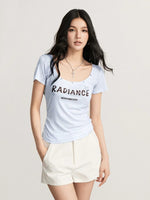 Letter U-Neck T-Shirt