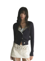 Blue Striped Knit Cardigan