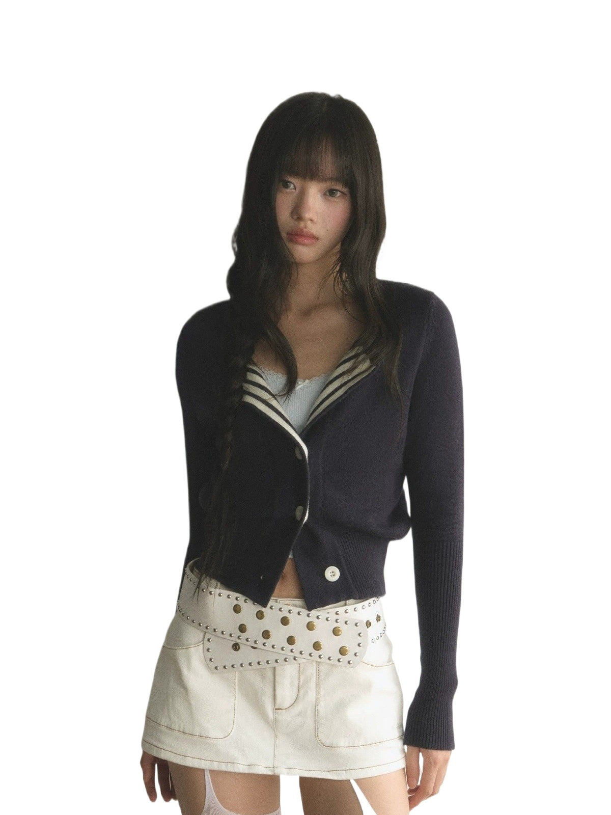 Blue Striped Knit Cardigan