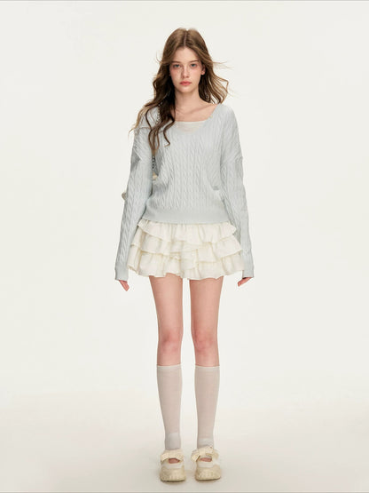 Contrast Hooded Knit Sweater