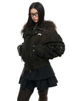 Vintage Hooded Fur Collar Down