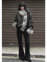 Faux Leather Fur Lined Jacket