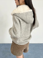 Gray Hooded Wool-Blend Coat