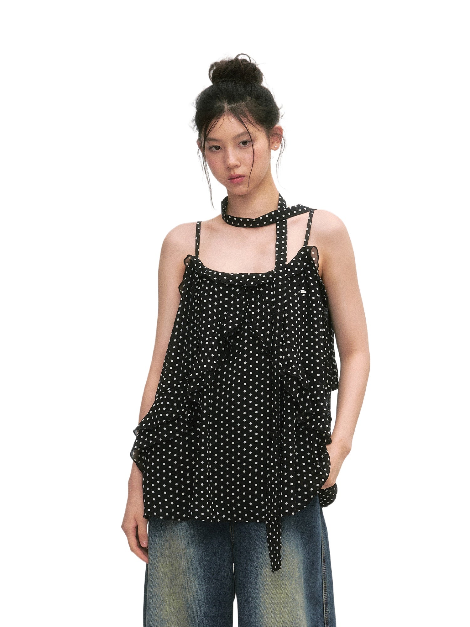 Black Polka Dot Cami Blouse
