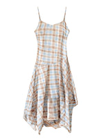 Plaid Ruffle Hem Midi Dress