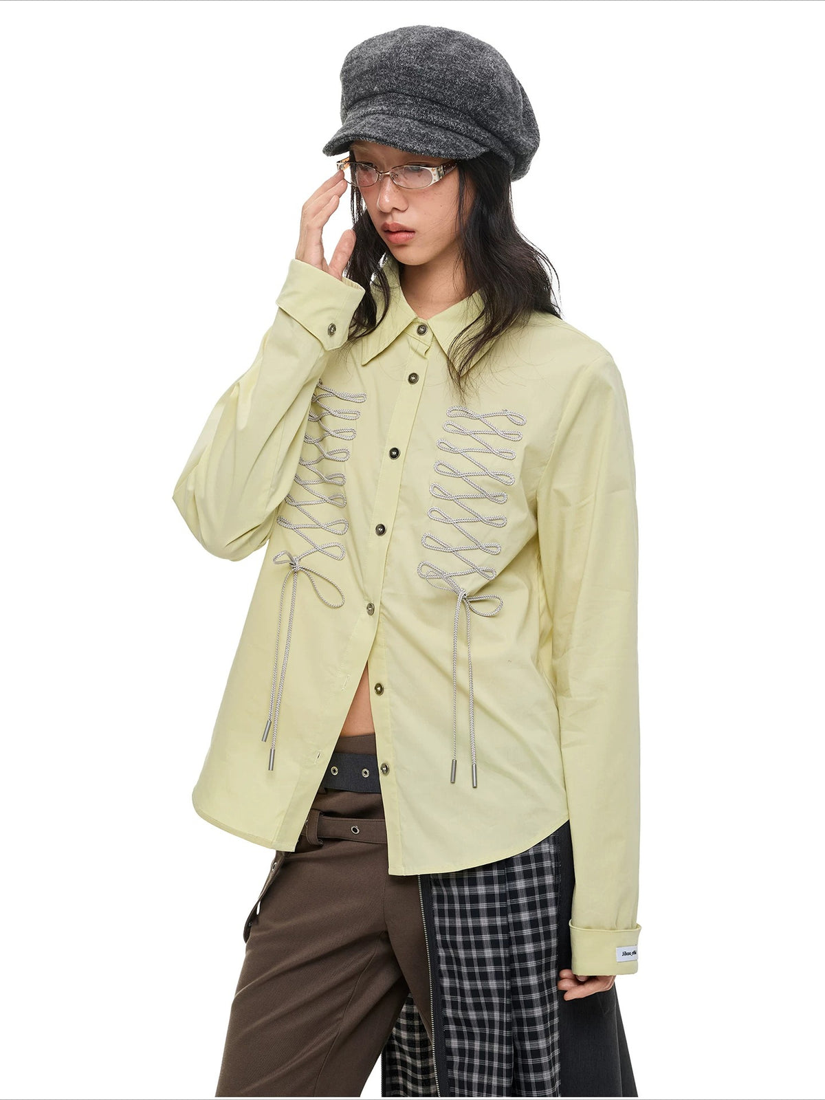 Lace-Up Bow Detail Relaxed Shirt