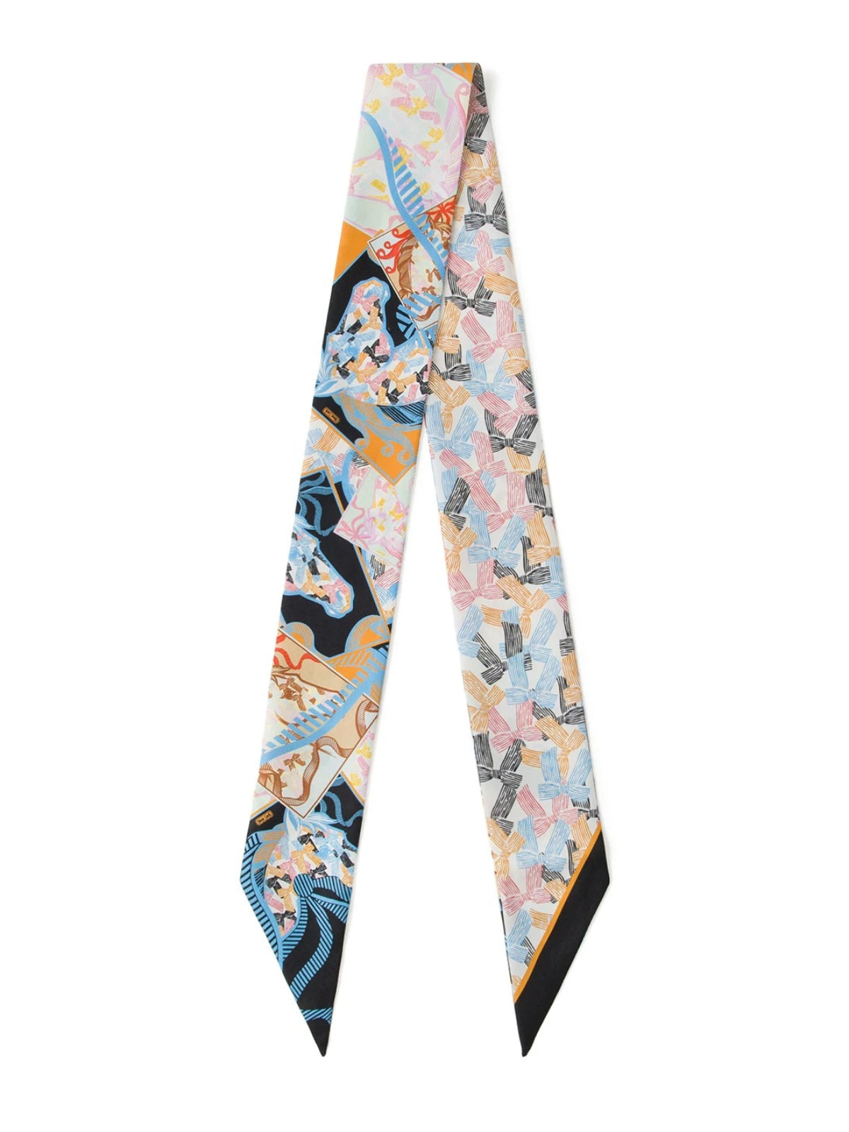 Vintage Double Print Silk Ribbon Scarf