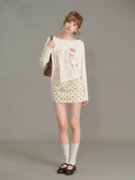 Polka Dot Denim Skirt