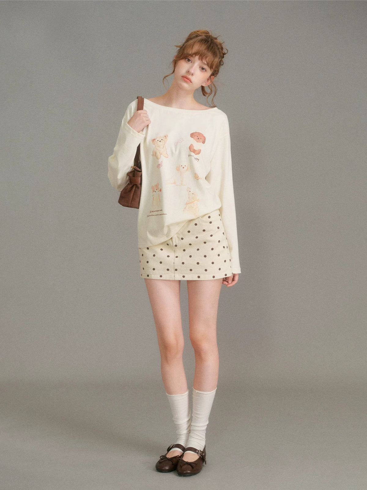 Polka Dot Denim Skirt