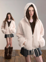 Plush Hooded Faux Fur Jacket