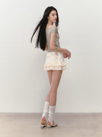 Low-Waist Pleated A - Line Tiered Skirt