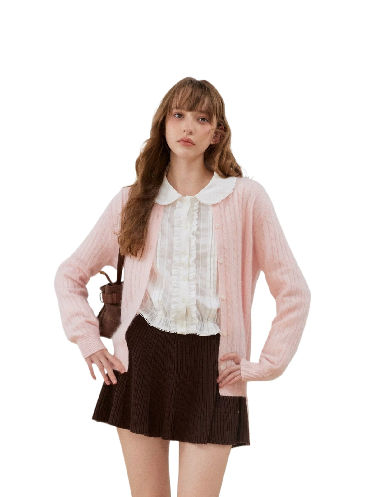 Cable Knit Wool Blend Cardigan