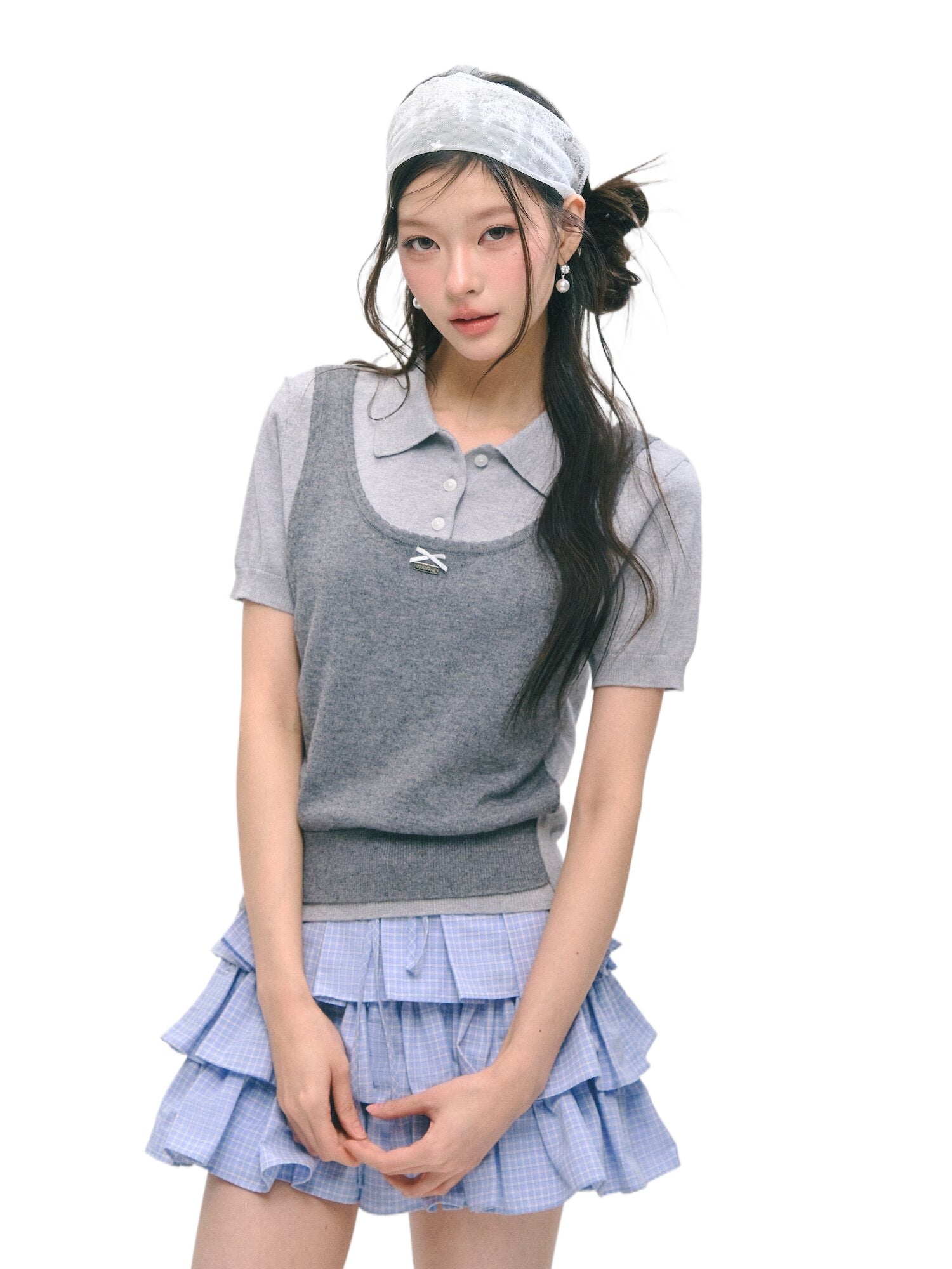 Polo Collar Two‑Layer Ice Silk T-shirt