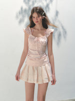 Pink Lace Flutter Sleeves Top