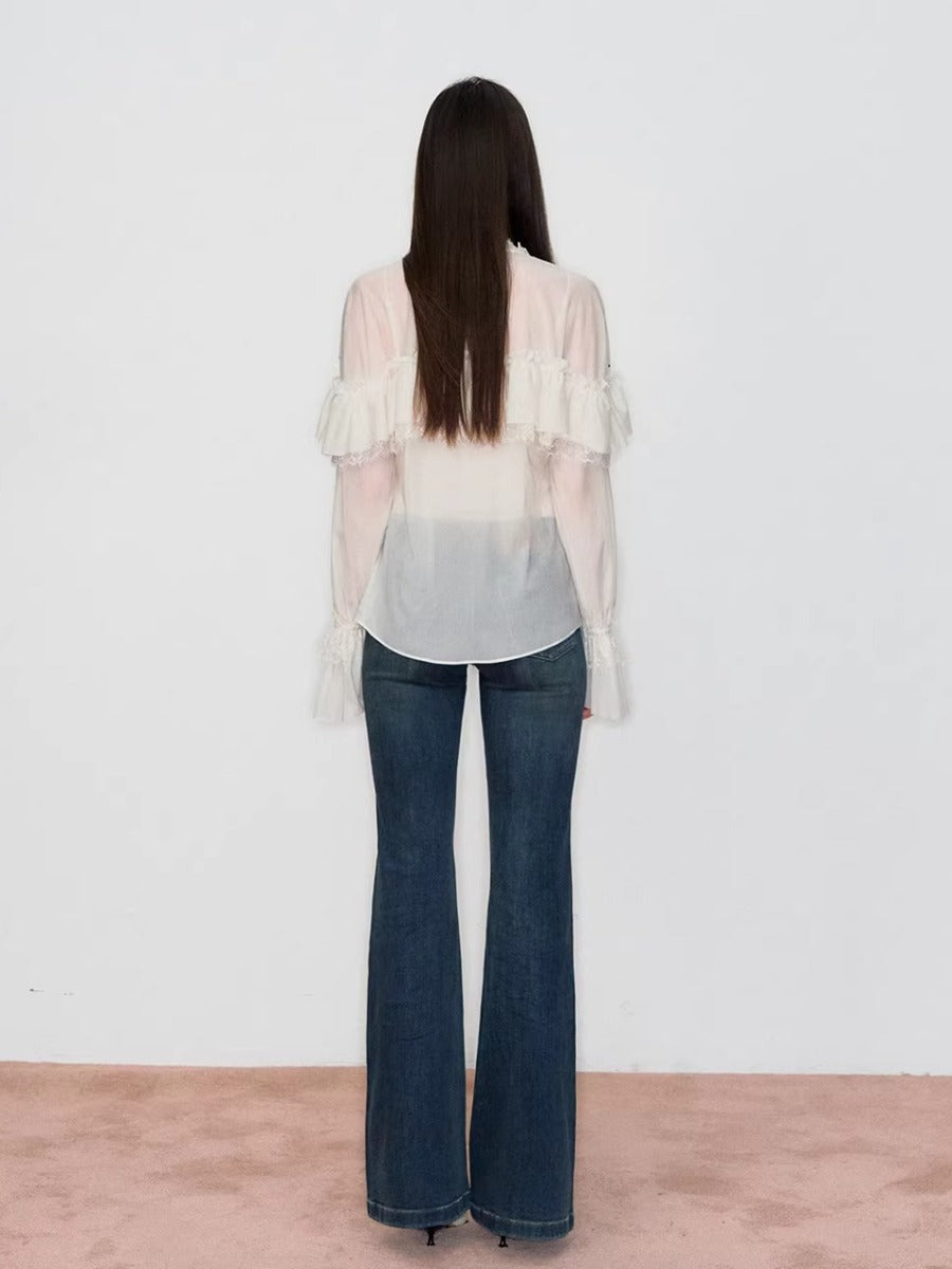 Ruffle Sheer Blouse