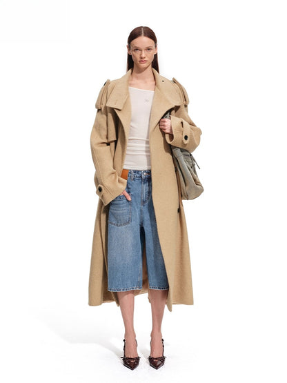 Silk Wool Blend Trench Coat