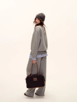 Plaid Trim Sweatshirt Set