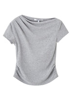 One Shoulder Irregular Slanted Pleat T-shirt & Pants Set
