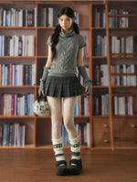 Cable Knit Turtleneck Short Sleeve Top