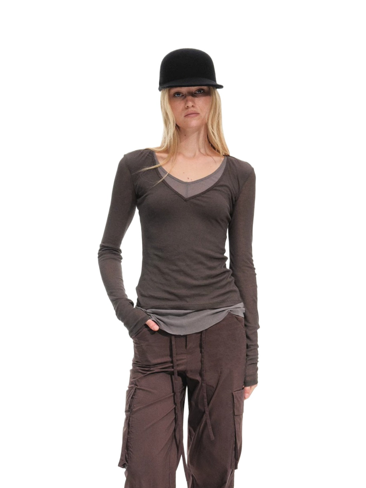 Cotton Layered Faux Two Piece Top