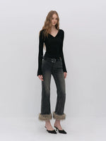 Ribbed Wool Polo Top