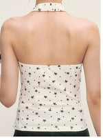 White Star Print Halter Top