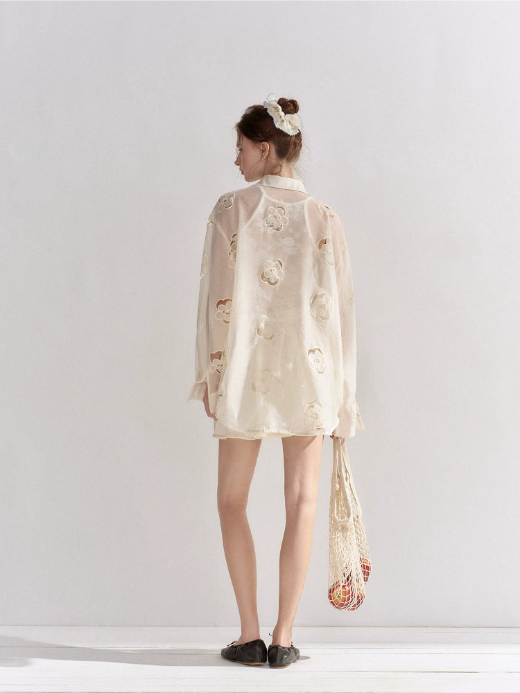 Floral Embroidered Shirt Set