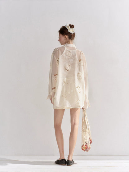 Floral Embroidered Shirt Set
