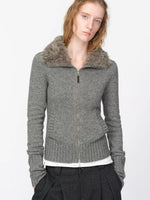 Vintage Wool Fur Collar Cardigan