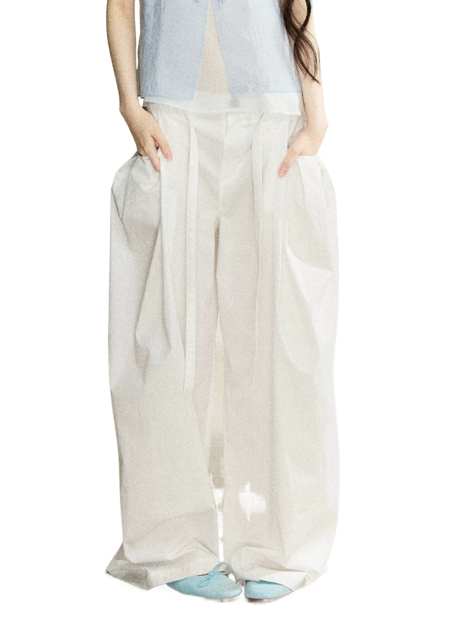 White High Waist Wide Leg Pants