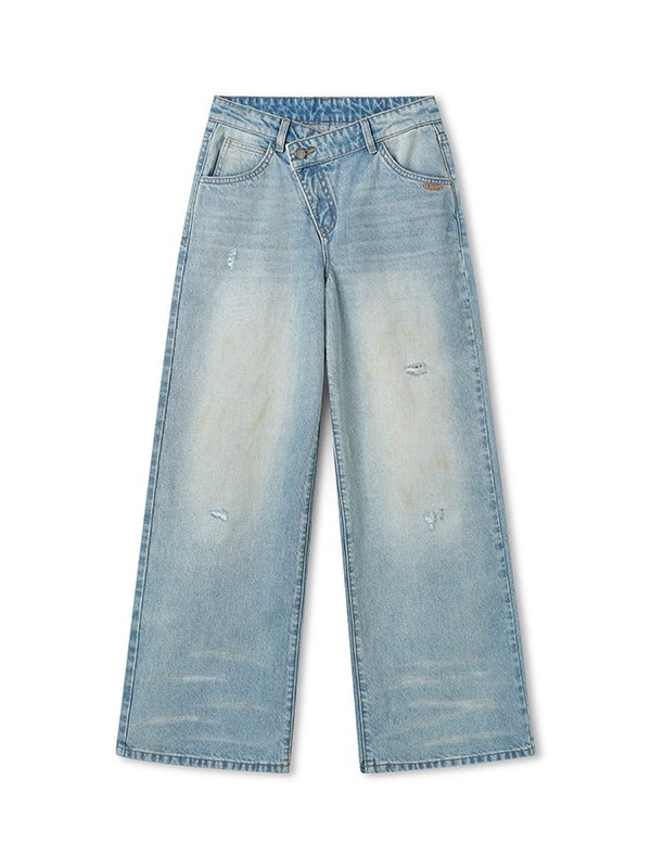 Leather-Trim Low-Rise Jeans