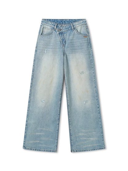 Leather-Trim Low-Rise Jeans