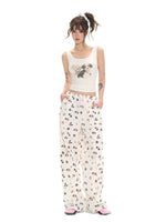 White Low-Rise Cargo Wide-Leg Pants