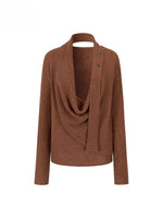 Shiny Design Cowl Neck Wool Knit Sweater