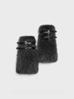 Black Faux Fur Leg Warmers